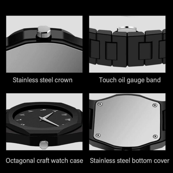 Black Arabic Aura Carbon Fiver Fashionable watch For Men - Image 6