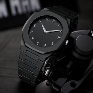 Black Arabic Aura Carbon Fiver Fashionable watch For Men